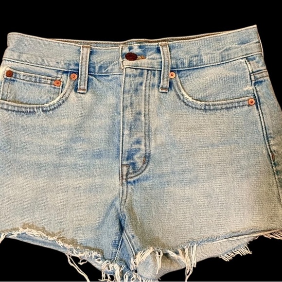 MADEWELL Relaxed Denim Cutoff Shorts Womens 23 Light Blue~100% Cotton~SKU110 - Picture 1 of 13